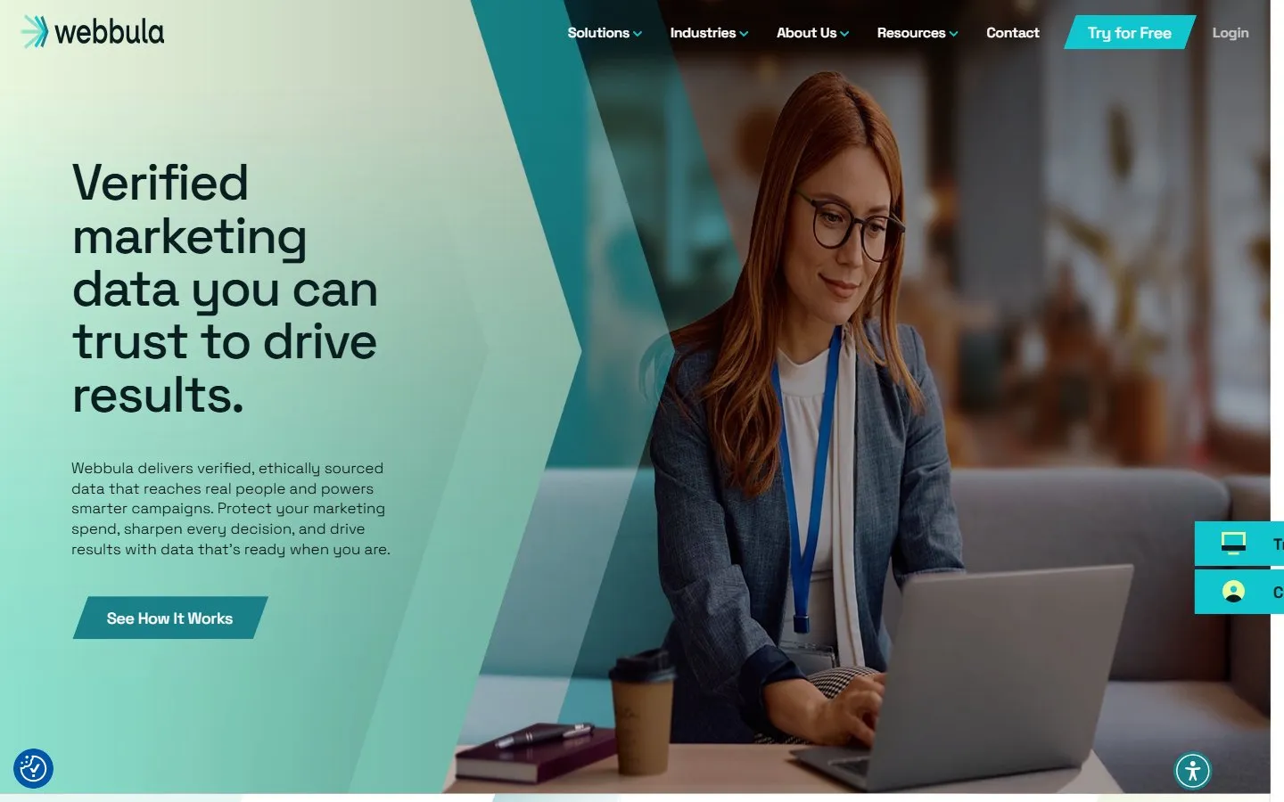 Webbula homepage, showing the current site structure and hero messaging.